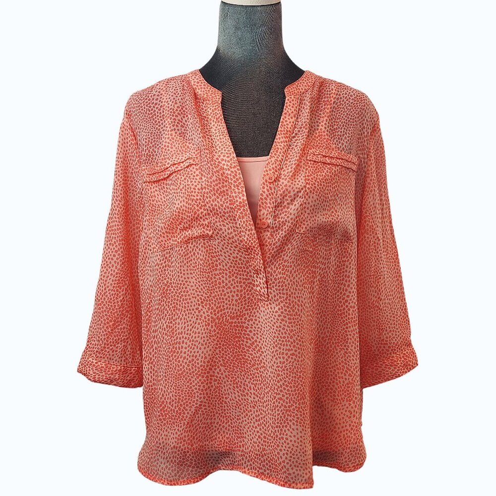 APT. 9 SHEER PULLOVER CORAL BLOUSE WITH MATCHING CAMISOLE (PM) - Picture 2 of 16